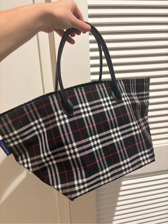Burberry Handbags - Burberry Black Plaid Tote with Red and White Check